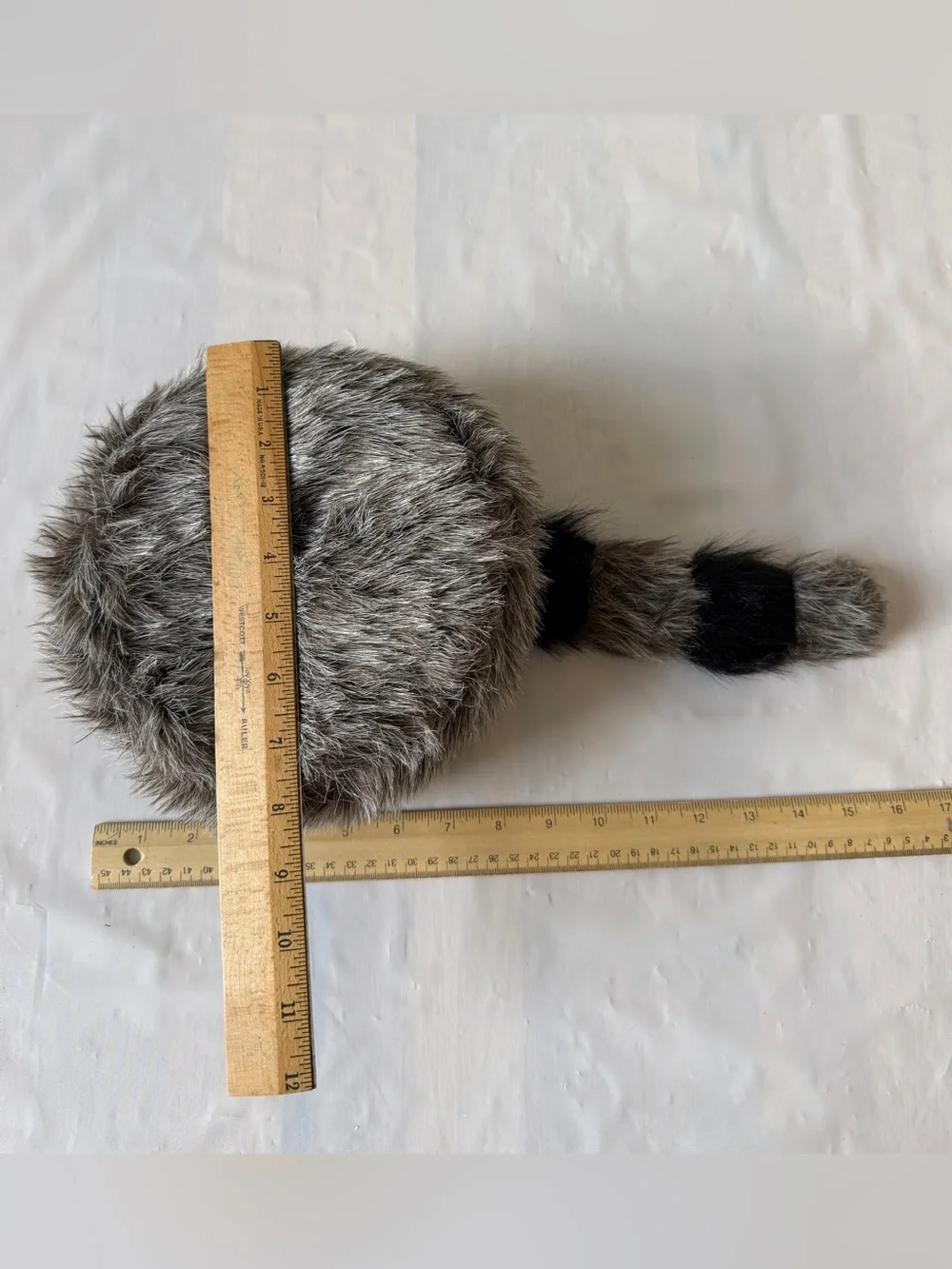 Rinco Faux Fur Coonskin Cap Hat Raccoon Tail Brown Grey ⁠Davy Crockett⁠ ⁠kids OS